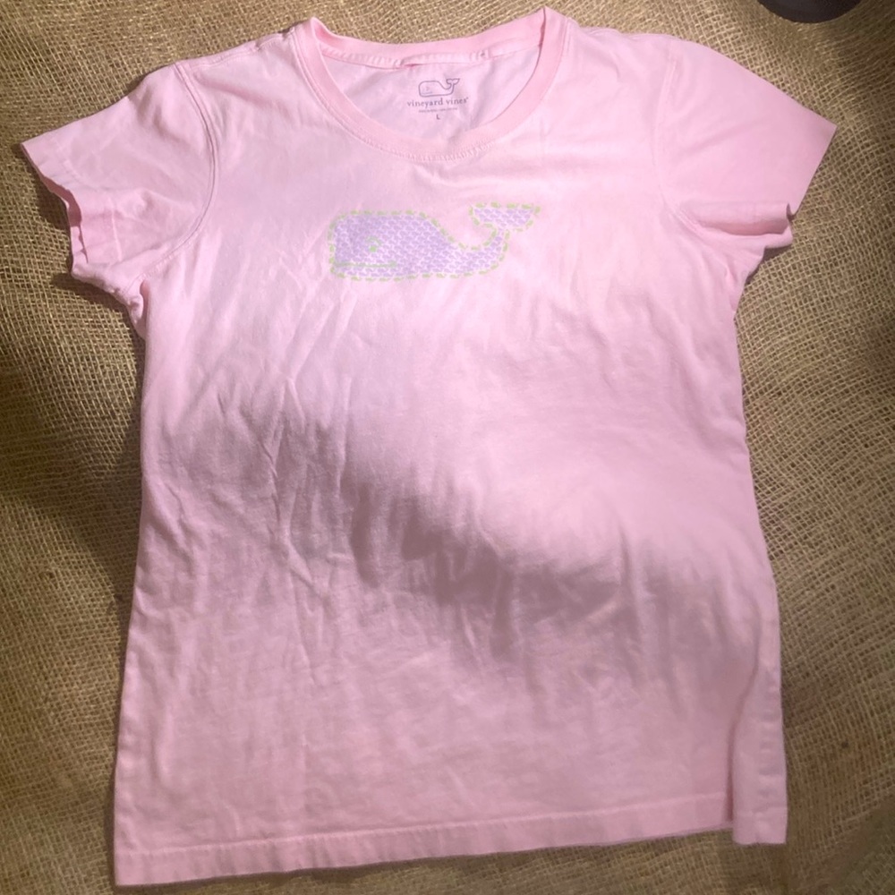 Vineyard Vines Whale Pink Graphic T-Shirt - Large L - Summer Shirt Sleeve 🐳
